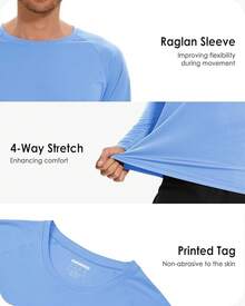 Boladeci Men's UPF 50 Sun Protection UV SPF Shirts Long Sleeve Lightweight Quick Dry Swim T-Shirts Rash Guard - Light Blue - View 5