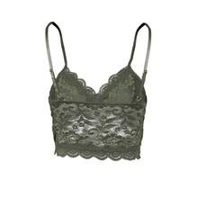 Women's Lace Crochet Cami Top Spaghetti Strap Crop Camisole Soft Casual Fit - Green - View 3