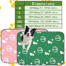 1-Pack - Reusable Dog Training Mat, 180*180cm/70.87*70.87in Super Large Size, Multiple Sizes Available, Suitable For Dog Cages, Floors, Sofas, Car Mats, Potties, Boxes, Cute Prints, Suitable For Most Dogs, Cats And Pets (Green Print)