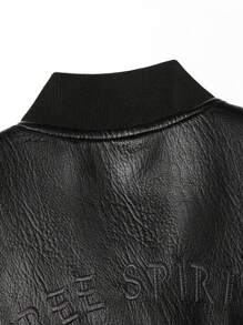 Kurtka męska ze skóry PU w dużym rozmiarze, modna, z kołnierzem bejsbolowym, z kieszeniami, w dużym rozmiarze, odpowiednia na wiosnę i jesień, idealna na co dzień