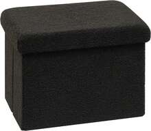 Storage Ottoman Cube Ottoman Foot Rest,Small Foldable Portable Boucle Upholstered Sherpa Ottomans, Faux Teddy Fur, Black 16.5"X12.6"X12.6" - 黑色 - 查看 1