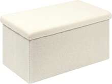 Folding Storage Ottoman Bench, White Upholstered Sherpa Ottoman, Large Storage Chest Footrest With Lids, Entryway Bench For Living Room, 31.5'' X 15.7'' X 15.7'' - 白色 - 查看 1