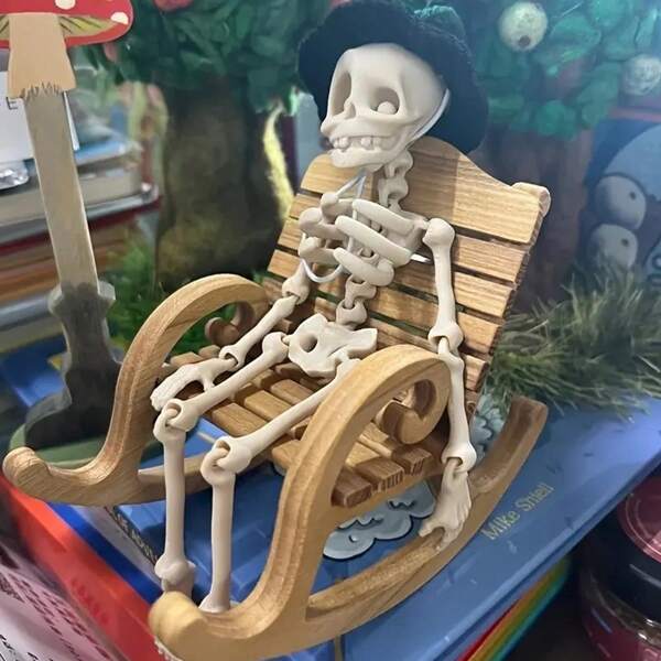 Ensemble de crânes, 1 pièce Sculptures de crânes amusants à articulations mobiles imprimées en 3D, avec aimant, convient pour la décoration de cuisine et de restaurant, décoration de chambre, Halloween et Noël.