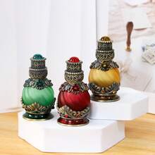 1 件 15 毫升条纹圆形香水/精油空可再填充瓶、家居装饰梳妆台展示配件、女士和女孩的礼物、便携式旅行装容器（仅空瓶）