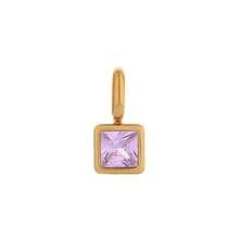 1 Pc Stainless Steel Colored 12Birthstone Pendant Diy Accessories Necklace Female Twelve Birthstone Cube Colored Zirconia Pendant