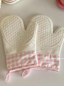 2 Packs Silicone Oven Gloves, Thickened Heat-Resistant And Anti-Scald, Easy Storage With Tail Hanging Design, Silicone Non-Slip, Heat Insulation And Resistance, Easy To Grab From Oven, Microwave, And Steamer, No Deformation And Easy To Clean