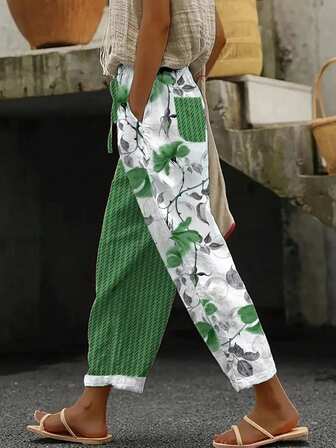 Plus 女式抽绳印花哈伦裤