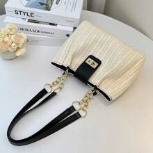 2025 Summer New Handwoven Straw Tote Bag, Fashion Beach Bag For Women