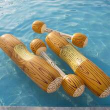 Foldable Swimming Pool Party Wooden Texture Swimming Ring, Adult Canoe Game Wooden Raft Floating, Thick Inflatable Swim Floats, Beach Essentials, Beach Accessories, Pool Inflatable, Pool Float - Multicolor - View 5