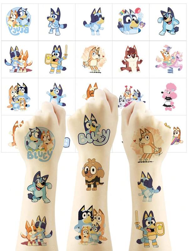 Bluey 20/40 piezas/set Pegatinas decorativas divertidas de Bluey Bingo Heeler Bandit Heeler Chilli Coco, etc. Pegatinas decorativas para fiesta de cumpleaños y juego de roles (algunas partes pueden ser aleatorias)