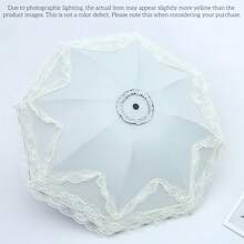 Spitzenbesetzter Sonnenschirm mit UPF 50+ Schutz - Parasol mit schwerer schwarzer Beschichtung, kompakter 3-fach Regenschirm für alle Wetterverhältnisse für Frauen, elegantes viktorianisches Sonnenschutz-Accessoire.