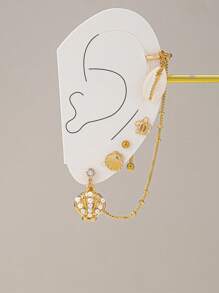 Set de 4 piezas de aretes con forma de estrella de mar para mujeres, estilo de vacaciones de playa con conchas, joyería bohemia