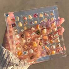 1pc 36-Slot Acrylic Square Clear Seashell Collection Box, Beach Theme Micro Stone Specimen Display, Tabletop Seashell Jewelry Storage Box, DIY Craft Gift Box For Holidays