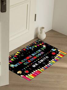 1pc High-Quality Colorful Back To School Classroom Entryway Doormat - Anti-Slip Washable Non-Fading, Suitable For Bedroom, Study, Computer Room, Indoor/Outdoor Entrance, Teacher's Day Gift, Summer Doormat, Ideal Back To School Gift For Students And Teachers