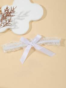 1pc White Lace Elastic Leg Chain, Elegant Butterfly Decor Thigh Chain, Bridal Wedding Garter