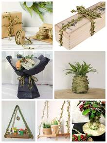 1 Roll 10M/5M Green Leaf Vine Ribbon Simulated Green Plants, Burlap Leaf Ribbon, Artificial Green Leaf Woven Vine Decoration, Suitable For Jungle Adventure Party, Home Decoration, Birthday, Wedding, Garden Decoration, Home Decoration, Hallway Decoration, Staircase Decoration - Green - View 9