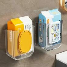 1pc Wall-Mounted Wet Wipes Dispenser, No Drill Wet Wipes Organizer, Transparent Glacier Wave Pattern Tissue Box, Refillable Wet Wipes Container, Waterproof Bathroom Wall-Mounted Storage Box, Suitable For Bathroom, Kitchen, Bedroom And Other Home Spaces, Wet Wipes Bathroom Accessory - Multicolor - View 1