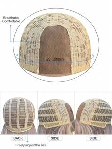额头蕾丝 4*1，1 片合成耐热卷发，带刘海粉色假发，长度 30 英寸，日常编织自然逼真（不含配件） - 粉色 - 查看 9