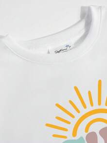Einfarbiges Damen-Sweatshirt Curve Oversize-Pullover-Sweatshirt, Baumwolloberteile für Damen, Damenbekleidung im Street-College-Stil für Frühling und Sommer, geeignet für Outdoor-Sportbekleidung - Weiss - Übersicht 4