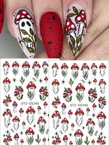 2 miếng dán móng nghệ thuật hình ma nấm Halloween đầu lâu và hoa hồng đen miếng dán trượt tự dính hình ngôi sao lá xanh thiết kế móng tay lễ hội Y2K vật dụng làm móng tự làm đồ trang trí bùa hộ mệnh - Nhiều màu - Xem 3