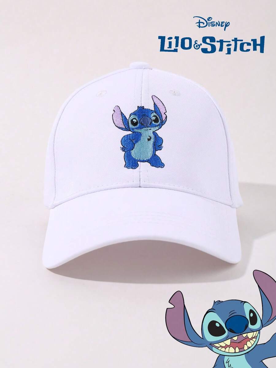 Disney 1pc Official Licensed Stitch Cartoon Embroidered Adjustable Baseball Cap, Unisex Outdoor Sun Protection Casual Hat, Suitable For Spring, Autumn, Travel, Beach, Y2K Style