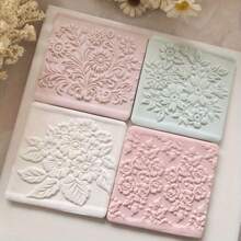 Set de 4 piezas Rodillo de textura de flores europeas de cerámica suave, herramienta de rodillo de textura de alta precisión para hacer pendientes DIY, broches, decoraciones y otras manualidades