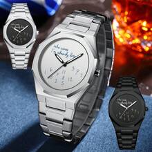 1pc Men's Elegant Business Casual Silver & Black Stainless Steel Band Quartz Wrist Watch With Arabic Numerals, Suitable For Office, Social Events, Gifts - Silver and Black - View 2