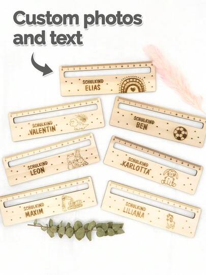 Aiuto alla lettura personalizzato con righello in legno, regalo per l'iscrizione a scuola con nome per il primo anno, forniture scolastiche, opzioni da 15cm/20cm/30cm, Articoli per il ritorno a scuola