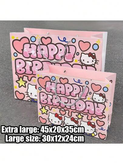 Sanrio Sanrio 1pc-Hello Kitty Cute Cartoon Birthday Gift Tote Bag Creative Blessing Gift Bag Shopping Bag Storage Bag, Paper Candy Bag With Handle Theme Birthday Celebration And Gift Bag, Princess Theme Party Favor For Christmas, Halloween, Thanksgiving, New Year's Day, Valentine's Day - 1pc, Party Favors, Birthday Gifts, Gift Fillers, Genuine Authorization, Halloween Party, Birthday Party, Room Decoration, Wall Decoration,