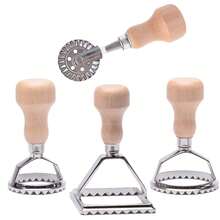 4 Pcs Biscuit Making Tools Set Ravioli Stamp Maker Cutter Italian Pasta Dumpling Knife Wooden Handle Comfortable Grip Dumpling Sealing Groove Edge Suitable For Making Dumplings Pasta Tools Kitchen Baking Accessories - MF-1246 - View 8