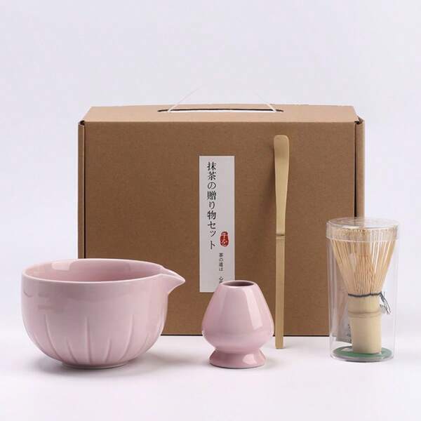 1 Stück/3 Stücke/4 Stücke Keramik Matcha Tee Set, inklusive Matcha Schale, Matcha Quirl, Matcha Tasse und Matcha Löffel, Matcha Zubereitung, Dessert & Getränkezubereitung Set, Geschenkbox im japanischen Stil, Song-Dynastie Matcha Quirl Set, Geschenkset für Feiertage und Schulanfang