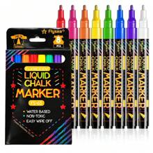 8 Farben flüssiger löschbarer Kreidestift - waschbare und feuchtwischbare fluoreszierende Marker, geeignet für Tafel, Glas, Abschlussfeier, Schule, Kinder, Autoreparatur, Schulbedarf, Rückkehr zur Schule