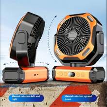 10800mAh Camping Fan With LED Light, 100-Gear Adjustable Wind Speed, Built-In Hook, Rechargeable Battery-Powered Outdoor Tent Fan With Timer, 5 Speeds USB Fan, Suitable For Outdoor Tent, Construction Site, Camping, Traveling, Holiday, Back To School, Halloween