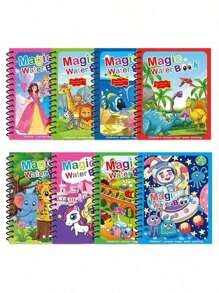 1 Set Magic Water Color Painting Book, Magical Coloring And Drawing Kit, Educational And Reusable Watercolor Painting (Pen And Border Color Of Drawing Book Are Random), For Office, School, Painting, Student, Marker, Stationery, School Supplies, Watercolor, Holiday Party Birthday Gift