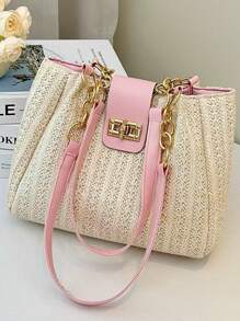 2025 Summer New Handwoven Straw Tote Bag, Fashion Beach Bag For Women