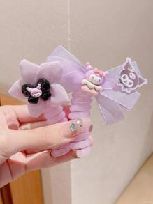 Sanrio 1 pieza Pinza para el cabello con estampado de dibujos animados de Sanrio Kuromi para niños, diadema con alta elasticidad y sin dañar el cabello, banda telefónica rizada, adecuada para regalar y uso diario, amado por los niños, regalos de cumpleaños para buenos amigos y hermanas, regalos de Navidad, regalos del Día de San Valentín (algunos pueden ser aleatorios)