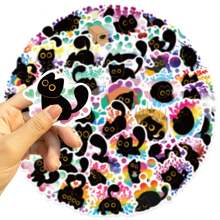 50 Stück Stolze schwarze Katzen Aufkleber Vinyl ästhetische Aufkleber für Scrapbooking, Journaling, Laptop, Stoßstange, Skateboard, Wasserflaschen, Computer, Handy, Cartoon, Schutzhelm, Auto, Schulmaterial, Rückkehr zur Schule