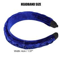Velvet Headband For Women, Braided Velvet Headband, Braid Hair Band Winter, Criss Cross Twist Hairbands, Fashion Knotted Headbands, Hair Accessories For Women - 藍色 - 查看 3