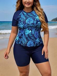 Plus Size Bikini Sets - Blue - View 1