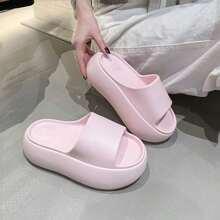 Leichte Damen EVA Zehentrenner, bequeme Slip-On Hausschuhe mit 6 cm dicker Plateausohle, einfarbig für lässigen Sommer-Strandmode