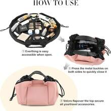 VogueVOyage 20 Inch Drawstring Makeup Bag Open Flat - K-pinkish - View 4