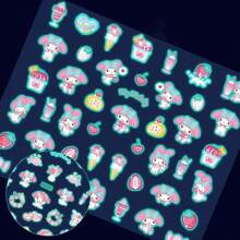 Sanrio 5 piezas de calcomanías de uñas de anime de Sanrio, calcomanías de arte de uñas de estilo de dibujos animados lindos, decoración de uñas de plástico autoadhesivo, con efecto luminoso, mate y forma asimétrica, de un solo uso - sin fragancia