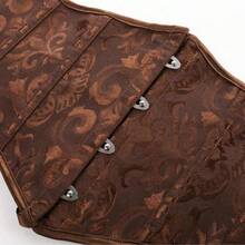 1pc Women's 4 Hook Intricately Patterned Corset, Supports Bust, Cinches Waist, Suitable For Daily Wear Halloween Costume - Coffee Brown - View 6