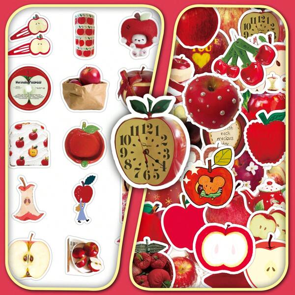 50 piezas Pegatinas con patrón de garabatos de frutas de dibujos animados, Etiquetas adhesivas creativas para cuadernos, tabletas, estilo INS