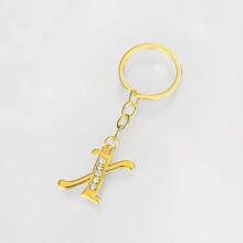 1 pièce Porte-clés pendentif en métal avec 26 lettres strass, style coréen minimaliste. Porte-clés de voiture, accessoire de sac à la mode, petit cadeau, cadeau pour elle, cadeau pour femme