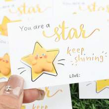 10pcs Cute Pink Resin Star 'You Are A Star' Card With Resin Star Statue - Perfect Charm For Family And Friends, Ideal Teacher'S Day, Thanksgiving, And Good Luck Gifts, Good Luck Charm | Whimsical Star Design | Resin Crafted Star, Star Stardust