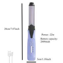 3秒快速加热 2600mAh USB充电无线卷发棒，迷你便携韩式大波浪卷发器，持久耐用无线卷发棒，不伤发卷发器 - 彩色 - 查看 3
