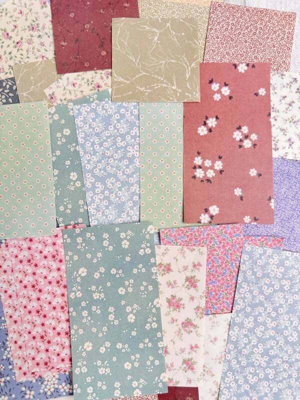 60 folhas de papel para decoração de scrapbook floral vintage, vários tamanhos, para artesanato faça você mesmo, volta às aulas, materiais para casa e escritório