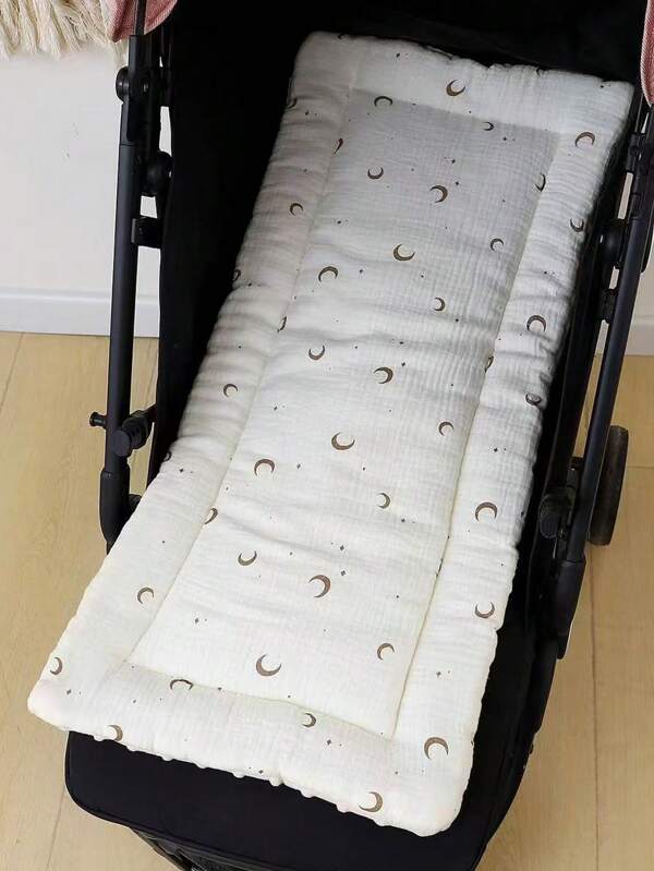 1pc Baby Stroller Pad, Soft Pom-Pom Plush Seat Cushion, Thick Anti-Slip Infant Pram Cleaning Pad, Baby Bassinet Mattress, Reversible For Double-Sided Use
