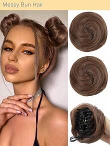 凌乱发髻发片，2 件迷你爪夹凌乱猫耳假发耐高温耐热合成发髻接发假发配件高髻发片，适合女性女孩 - 彩色 - 查看 10